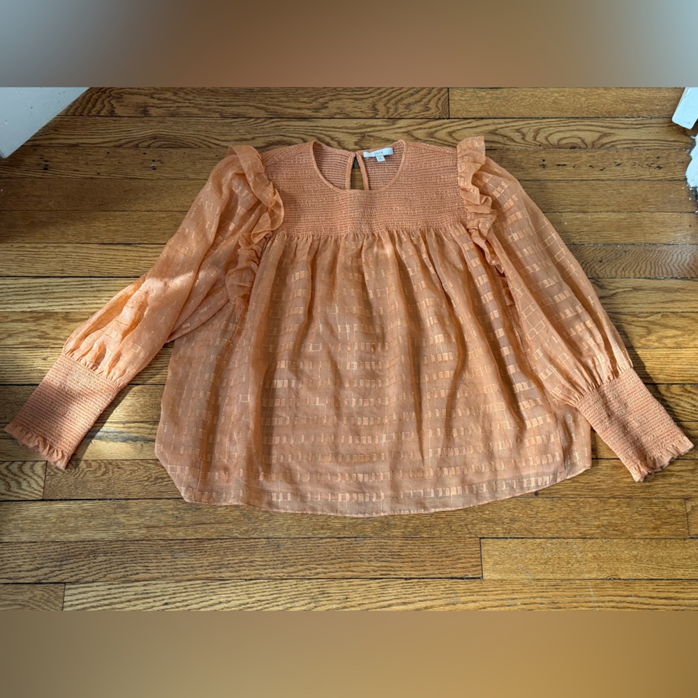 Joie Ruffle Long Sleeve Blouse - Size Medium